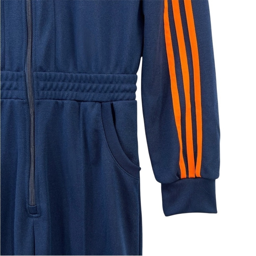 Adidas Originals RETRO Navy Blue Orange Striped Midweight Long Sleeve Jumpsuit - Picture 4 of 9